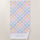 Serviette De Plage Coeurs Plaids En vichy (Devant)