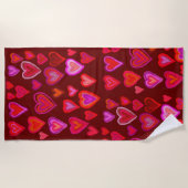 Serviette De Plage Coeurs rouges (Devant)