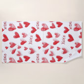 Serviette De Plage Coeurs rouges XOXO Love (Devant)