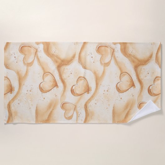 Serviette De Plage Cœurs tropicaux dans la plage de sable   (Devant)