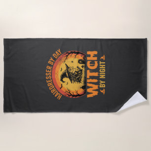 Serviette De Plage Coiffeur de jour Sorcière de nuit Design Halloween