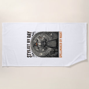 Serviette De Plage Coiffeur Halloween Sorcière Salon Vintage Magie De