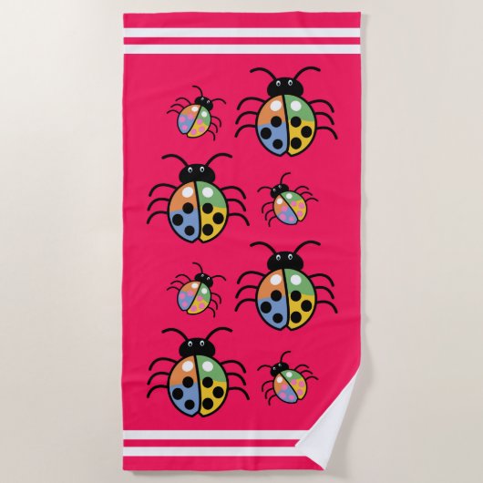 Serviette De Plage Coléoptères Colorés (Devant)