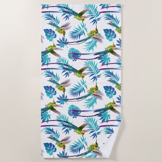 Serviette De Plage Colibri à queue longue tropicale (Devant)