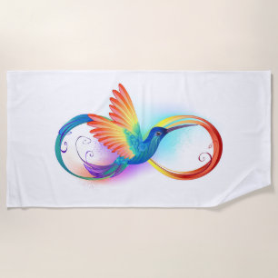 Serviette De Plage Colibri arc-en-ciel avec symbole Infinity