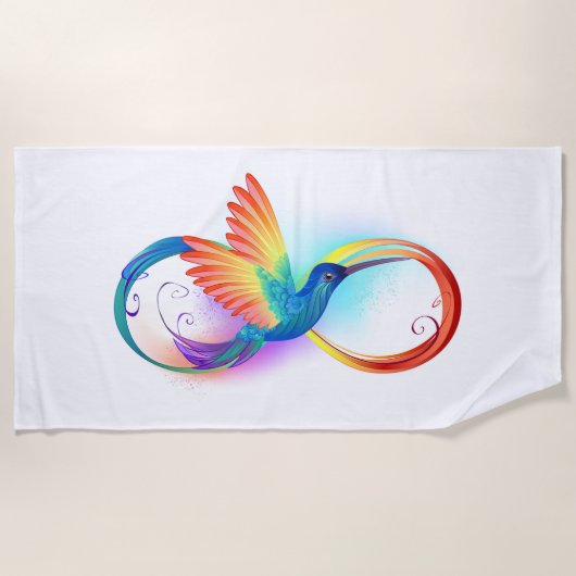 Serviette De Plage Colibri arc-en-ciel avec symbole Infinity (Devant)