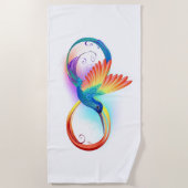 Serviette De Plage Colibri arc-en-ciel avec symbole Infinity (Devant)
