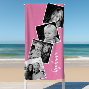 Serviette De Plage Collage de 4 photos personnalisé Bande de film Ros