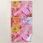 Serviette De Plage Collage de fleurs de medley florales de pêche rose (Devant)