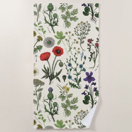 Serviette De Plage Collage de fleurs sauvages (Devant)