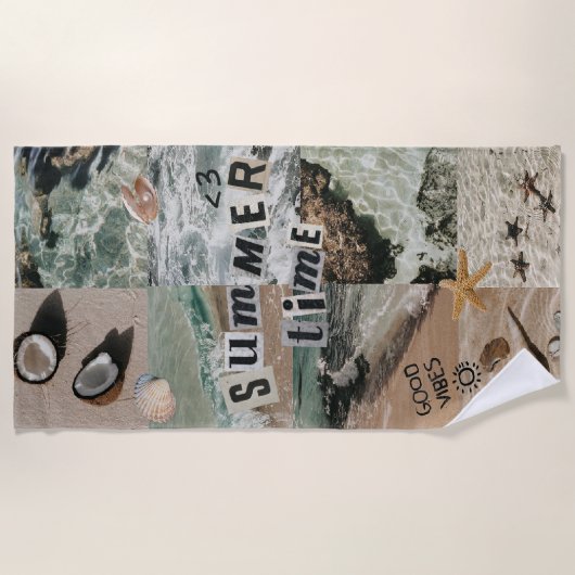 Serviette De Plage Collage de l'heure d'été (Devant)