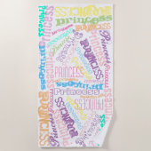 Serviette De Plage Collage de mot ou de nom Pastel Princess personnal (Devant)