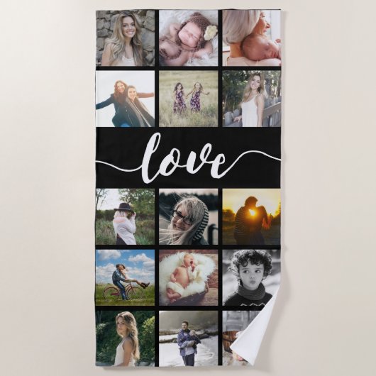 Serviette De Plage Collage de photos d'amour (Devant)