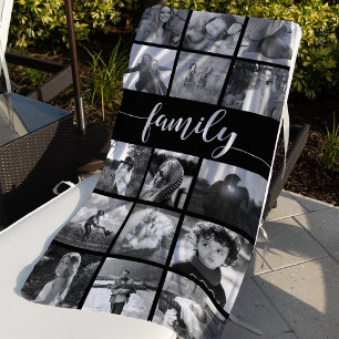 Serviette De Plage Collage de photos de la famille noire et blanche