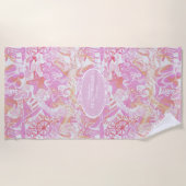 Serviette De Plage Collage de plage nautique Hot Pink ID840 (Devant)