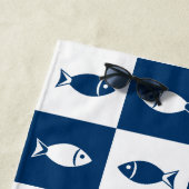 Serviette De Plage Collage de poisson bleu et blanc (En situation)