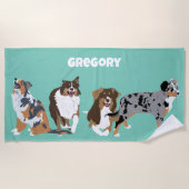 Serviette De Plage Collage des bergers australiens Chiens australiens (Devant)