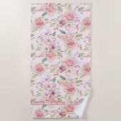Serviette De Plage Collage floral rose pastel roses (Devant)