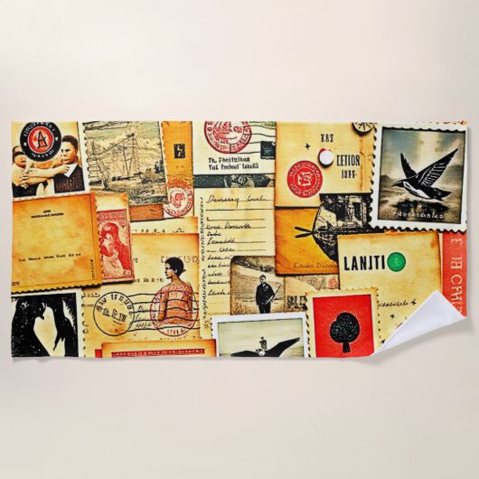 Serviette De Plage Collage papier vintage (Devant)