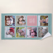 Serviette De Plage Collage photo avec couleurs pastel et texte person (Devant)