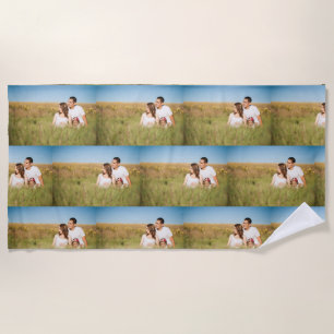 Serviette De Plage Collage photo en cercle personnalisé simple et élé
