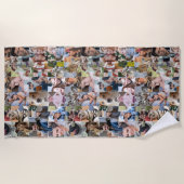Serviette De Plage Collage Photo Famille Personnalisé Forme 24 Pic Pu (Devant)