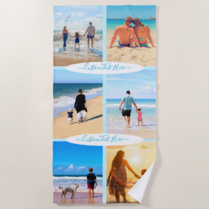 Serviette De Plage Collage photo personnalisé Amour de famille Texte 