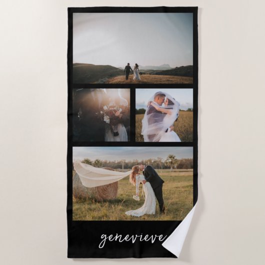 Serviette De Plage Collage photo simple moderne (Devant)