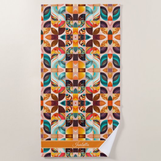 Serviette De Plage Collection Carré moderne rétro Abstraite (Devant)