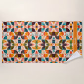 Serviette De Plage Collection de Carrés Abstraits rétro populaire (Devant)