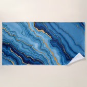 Serviette De Plage Collection de marbre bleu azur moderne (Devant)