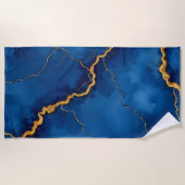 Serviette De Plage Collection de marbre Royal Blue Gold (Devant)