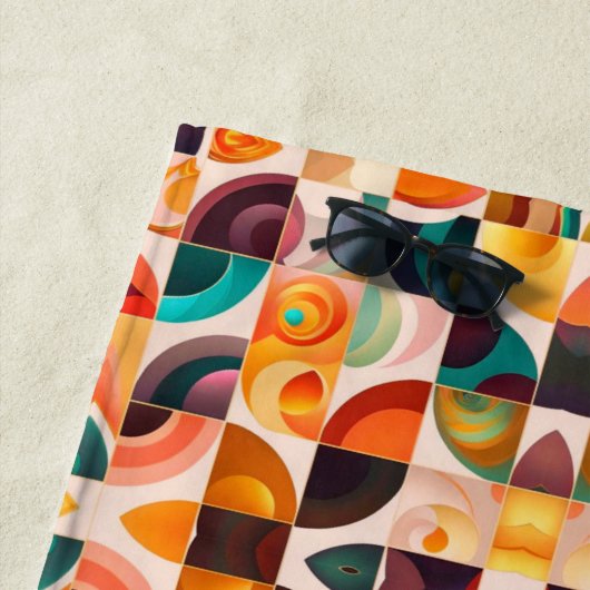 Serviette De Plage Collection moderne rétro Abstraite carré (En situation)