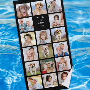 Serviette De Plage Collection photo moderne 11 noir personnalisé