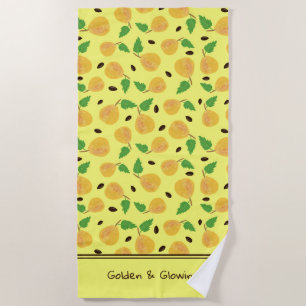 Serviette De Plage Collection Poires Dorées Jaune Clair