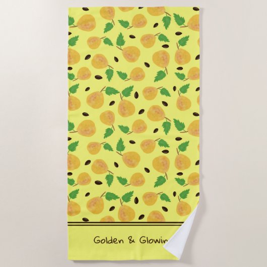 Serviette De Plage Collection Poires Dorées Jaune Clair (Devant)