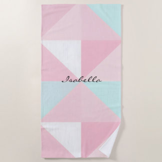 Serviette De Plage Collection Populaire Abstraite Rose Pâle Menthe