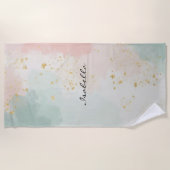 Serviette De Plage Collection Populaire Abstraite Rose Pâle Menthe (Devant)