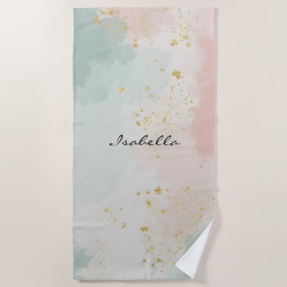 Serviette De Plage Collection Populaire Abstraite Rose Pâle Menthe