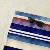 Serviette De Plage Collection populaire Summer Navy Blue Boat Stripes (En situation)