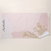 Serviette De Plage Collection Tendance Abstraite Rose Pâle Menthe (Devant)