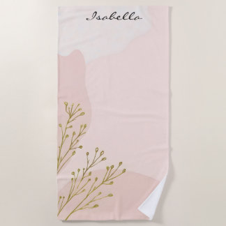 Serviette De Plage Collection Tendance Abstraite Rose Pâle Menthe