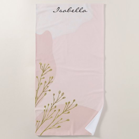 Serviette De Plage Collection Tendance Abstraite Rose Pâle Menthe (Devant)