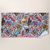 Serviette De Plage College Dynamic Art Urban Graffiti motif (Devant)