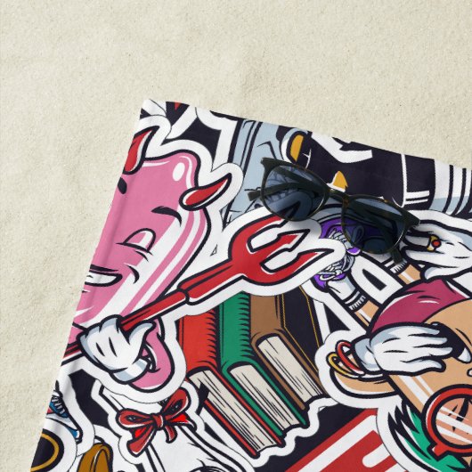 Serviette De Plage College Dynamic Art Urban Graffiti motif (En situation)