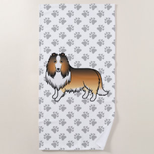 Serviette De Plage Colley Rough Sable Chien de Dessin Animé Mignon &