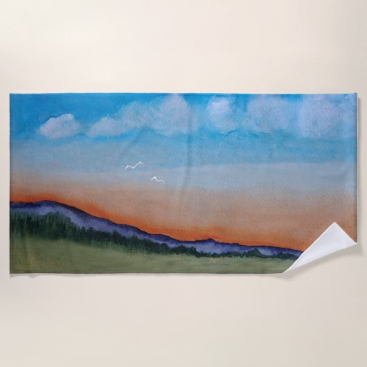 Serviette De Plage Collines du coucher du soleil (Devant)