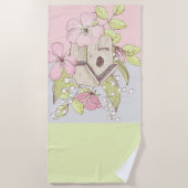 Serviette De Plage Colorbloc Floral Birdhouse (Devant)