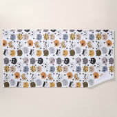 Serviette De Plage Coloré Cute Funny Chats & Motif Paw (Devant)