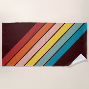 Serviette De Plage Coloré les années 70 80s Retro Racing Stripes